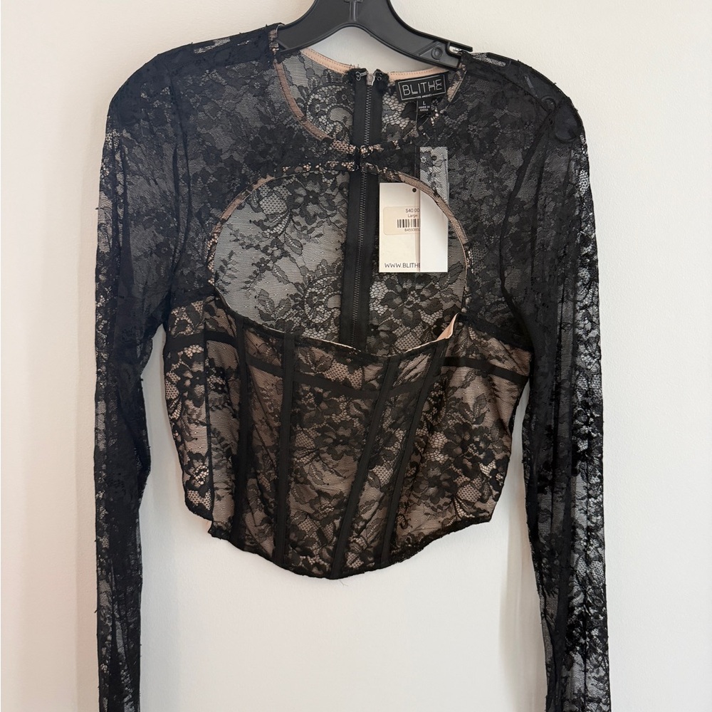 Blithe Black Lace Long Sleeve Blouse